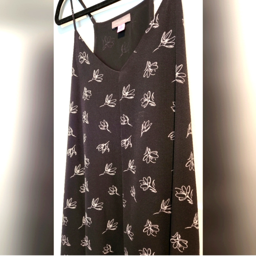 Vince Camouto Adjustable Spaghetti Strap Mini Swing Dress, Armpit-Armpit 20 1/2"